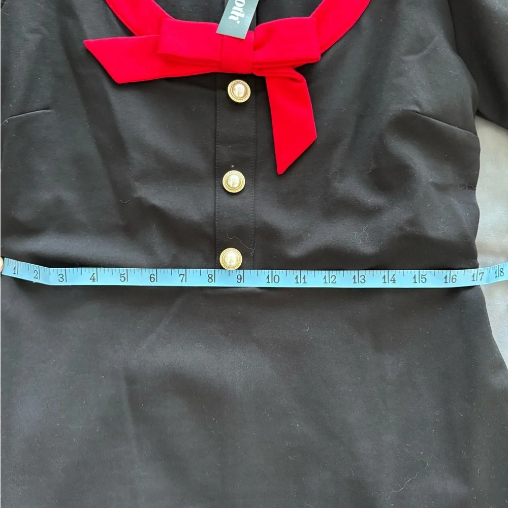 Modcloth Black Mini Dress with Red Trim and Bow - Picture 4 of 13